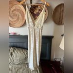Luxxel Ivory velvet faux wrap with slit, high low dress small v neck
Small Photo 7