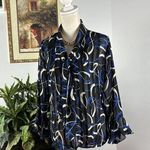 CHAPS Women’s Long Bell Sleeve Top Size M See-through Pleated Multicolor Photo 0