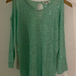Roz & Ali  Light Green Sequin Knit Top Photo 0