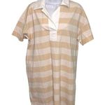 Everlane  Organic Cotton Polo Short Sleeve Weekend Dress Chesnut, White Stripe M Photo 0