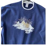 VINTAGE MORNING SUN Snowy Bunny Rabbits & Bird Sweatshirt Blue Size M Photo 2