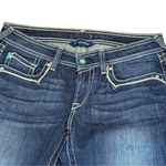  Women’s Darkwash ARIAT Jeans 29 X 33 TURQUOISE Embellished Long EUC Photo 5