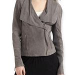 Vince | XS | Women's Grey Suede Leather Mixed Media Drape Collar Biker Jacket Photo 0