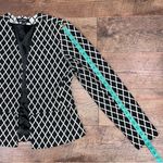 Ellen Tracy  Women’s Black & White Diamond Pattern Open Front Blazer Photo 10
