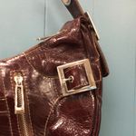 Donnaterra burgundy saddle shoulder bag 14” x 7”‎ Silver Photo 1