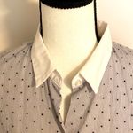 New York & Co. .|| Black/white striped dot collared button down long sleeve top Photo 3