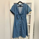 Eloquii Western Boho Blue Denim Chambray Bow Tie Front Dress Women’s Size 14 Photo 11