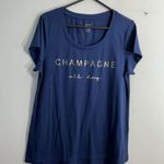 Womans Alfani Intimates Pullover T Shirt Large Blue Short Sleeve Scoop Neck Photo 0