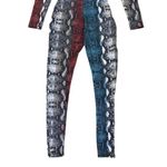 May pink  Snake Print Jumpsuit Small‎ Long Sleeve Bold Y2K Night Out Trendy Photo 7