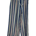 American Eagle  Women's striped Pull on Pants 8 Regular Blue White Green Photo 1