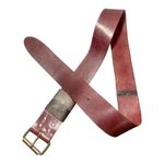 HANDCRAFTED Vintage Burgundy Leather Buckle Belt Brown Photo 2