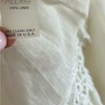 Alexis White Linen Square Neck Bell Sleeve Lace Trim Mini Dress Cover-Up Small Photo 5