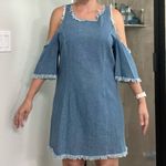 Cold shoulder frayed denim jean dress black label C EST Photo 4