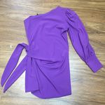 NWT Purple One Shoulder Tie Long Sleeve Bodycon Dress Sz One Size Photo 8