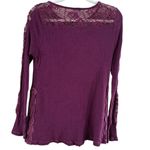 Knox Rose  Maroon Thermal Knit Crochet Blouse Medium Photo 10