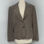 Antonio Melani Womens Blazer Jacket Size 14 Brown Lined Button Career Stretch Photo 0