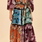 Farm Rio  NWT Multicolor Sweet Mermaids Midi Dress Salt Island Beaded Tiered S Photo 0