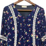 Altar'd State Women Tunic Dress Top S Navy Floral Boho Lace Trim Whimsigoth Fairy Photo 2