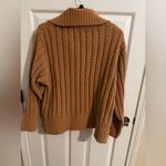 Aerie Cable Oversized Knit Stretch Sweater Quarter 1/4 Zip Soft Tan L Photo 12