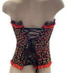 Cherry Print Size Small Satin & Lace Trim, Includes Satin Black Thong. New Photo 3
