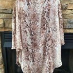 Maurice's Plum Wine Burgundy metallic gold L/XL open front snakeprint cardigan duster Photo 7