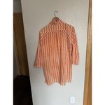 Roberta Roller Rabbit  Button Front Tunic Top Medium Orange White Cotton Zigzag Photo 3