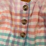 Japna  Plaid Button-Front Tiered Dress – Pastel Boho Cottagecore (Size S) Photo 2