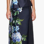 Kay Unger NWOT  Barbara Floral Sleeveless cape navy Gown Sz 2 Photo 0