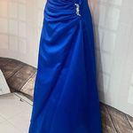 David's Bridal  Royal Blue Strapless Side Ruched Bridesmaid Gown Dress Size 10 Photo 3