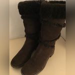 L.L.Bean women brown suede shearling knee high boots US 9 Photo 5