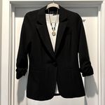 Maurice's BLACK BLAZER size L on trend, gathered 3/4 sleeves, faux pockets UEC Photo 0