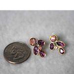 Source Unknown Art Deco Shades Of Purple Rhinestone Gold Tone Stud/Post Earrings Photo 2