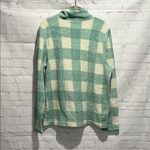 L.L. Bean Teal and Cream Fleece Plaid Pullover Sweatshirt Woman’s Size Medium Photo 2