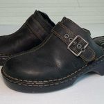Born concept Charcoal Black Leather BOC Heeled Clogs Photo 1
