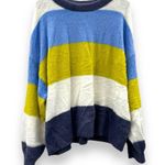 Aerie  Flurry Soft Fuzzy Long Sleeve Striped Colorblock Pullover Sweater Sz L NEW Photo 2