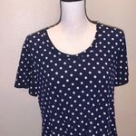 Diana Belle  polka dot short sleeve top navy blue ruched sides front knot  Photo 1