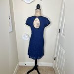 Uncle Frank NTM:  Navy & Black Lace Dress with Keyhole Back Ruching Waist Sz M Photo 6