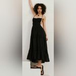 Free People NEW  Taking Sides Tiered Cotton Maxi summer Dress Black sz S Photo 3