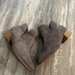 Seychelles  Score Ankle Bootie Soft Gray Suede Zip Almond Toe Block Heel Photo 4