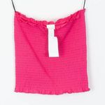 H&M  Womens Smocked Stretch Ruffle Hem Sleeveless Tube Top Size S Pink Summer NWT Photo 0
