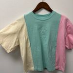 Teddy Fresh  Womens Pastel Colorblock Cotton T-Shirt M Photo 2