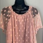Siren Lily  Sheer Pink Polka Dot Blouse Photo 4