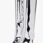 Arqa Knee Silver Metallic High Boots Women Wide Calf Stiletto Heel Zipper 8.5 39 Size undefined Photo 0