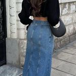 ZARA  skirt denim jeans flared boho hippie casual  Photo 2