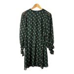 Calvin Klein  Sheer Sleeve‎ Shift Dress Gold Dot Tie Cuff Green Women Size 4 Photo 2