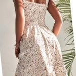 🍃 New! Beautiful Floral Print Tie Shoulder Shirred Cami Dress Size L Photo 2