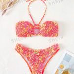 SheIn Floral Print Smocked Halter Bikini Photo 1