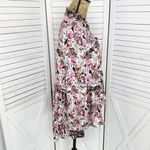 Jane and Delancey Jane and Delancey Floral Ruffle Trim Tiered High Low Tunic Blouse Pink Black Photo 2