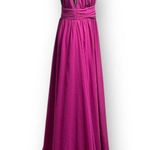 Lulus M Magenta Chiffon Maxi Dress Side Slit V Photo 3