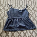 American Eagle  satin cowl neck dusty blue tank peplum blouse small Photo 0